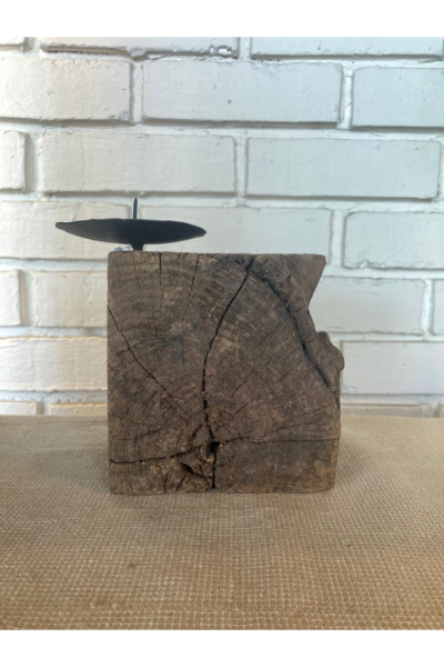 Hand Crafted Candle Stand - Driftwood Block 